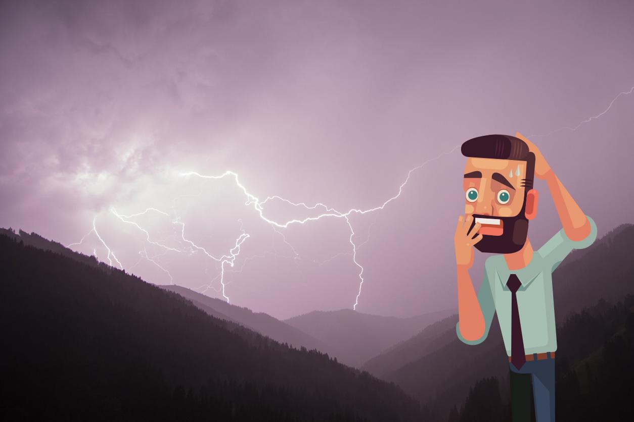 Angst Gewitter in den Bergen