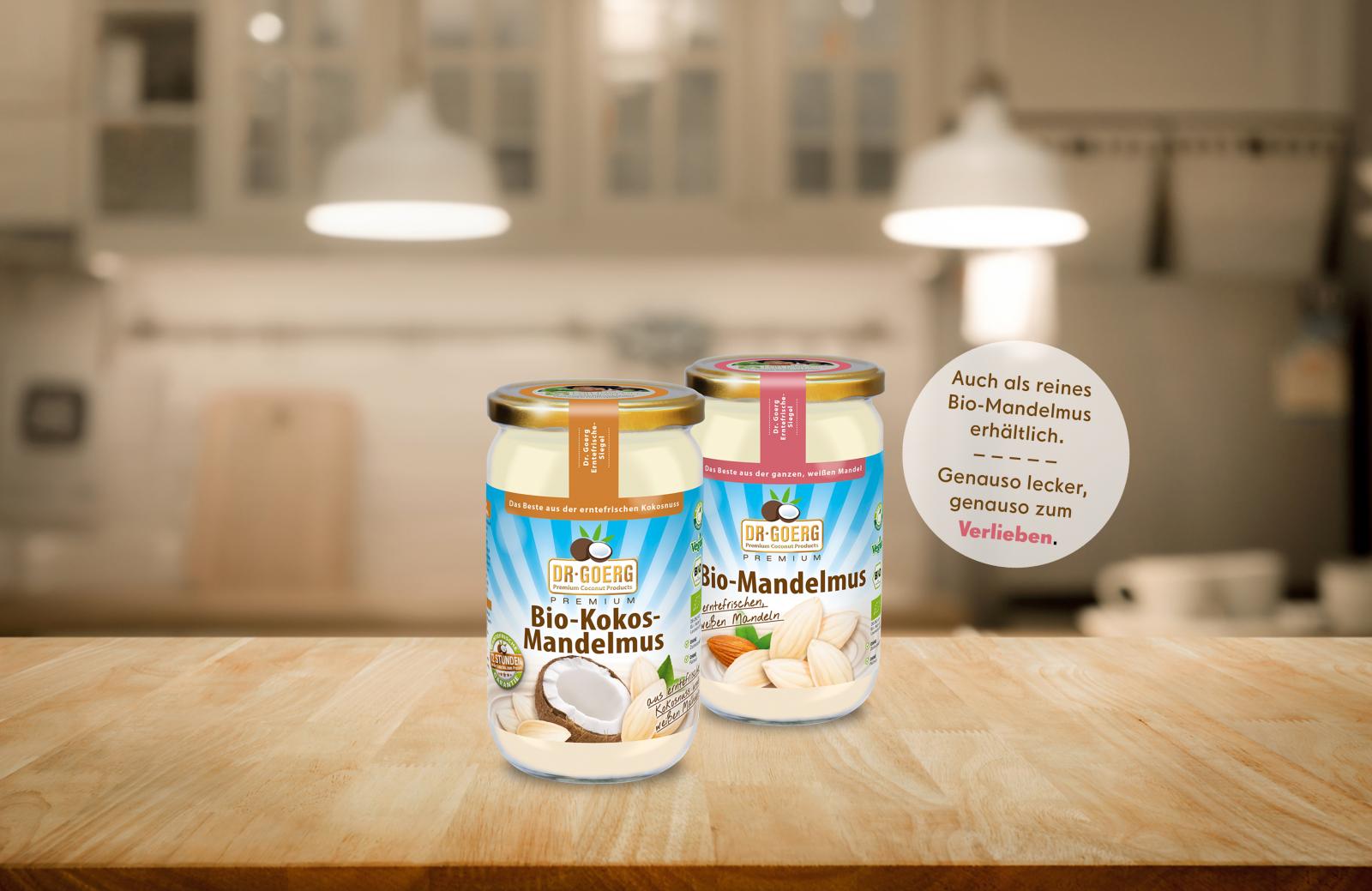 Mandelmus liebt Kokosnuss: Das neue Bio-Kokos-Mandelmus von Dr. Goerg