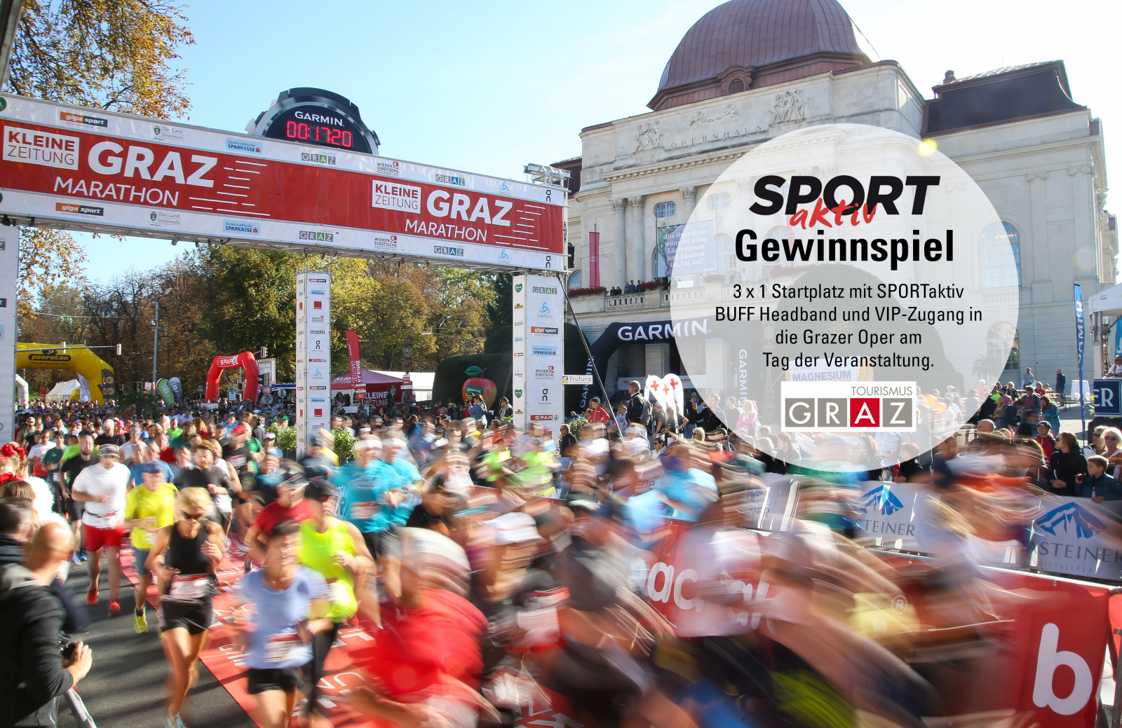 Gewinnspiel: Wir verlosen 3 x 1 Startplatz mit SPORTaktiv BUFF Headband für den Graz Marathon 2021 inkl. VIP-Vorteil