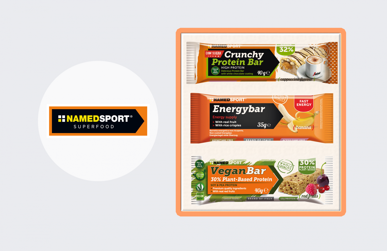 Riegel für leistungsorientierte Ernährung vor, während und nach dem Sport Spitzenleistung mit Produkten von NAMEDSPORT