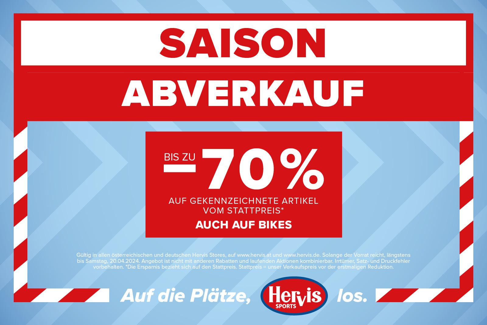 Auf die Plätze, Hervis, los – zum Saison-Abverkauf!