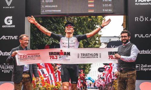 10. Jubiläum des Ironman 70.3 in Zell am See-Kaprun: Lokamatador Lukas Hollaus holt 3. Platz sowie den Staatsmeister Titel