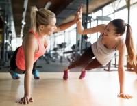 Women working out in gym