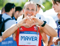 Raus aus deiner Mitte raten Marathon-Rekordlerin Julia Mayer und ihr Coach Vincent Vermeulen