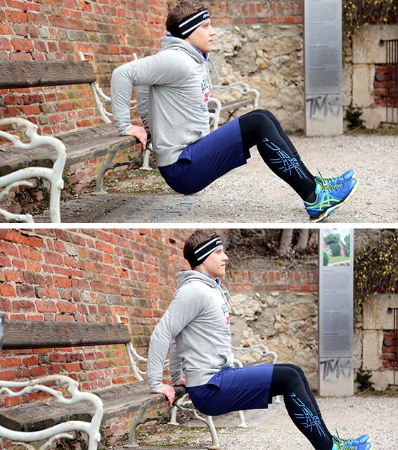 Das Outdoor-Workout zum Selbermachen: Dips / Bild: Thomas Polzer