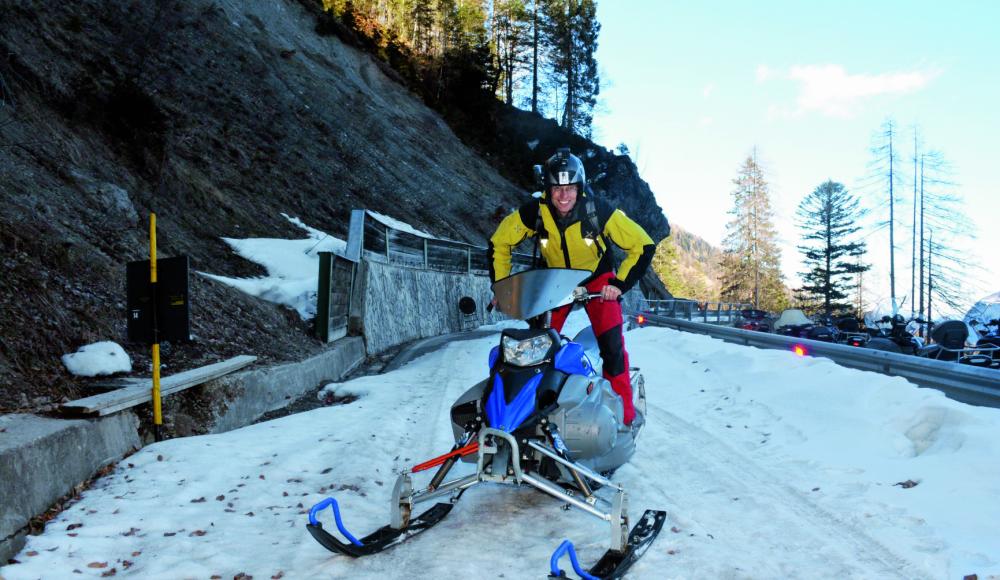 Im Rausch der positiven Energie: Alpenrodler Rolf Majcen war mit dem Skidoo unterwegs